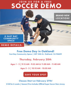 Free Demo Class at East Bay Community Space - Ages 12mo to 3yrs - Hosted by Super Soccer Stars