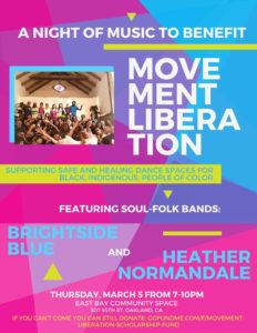 A Night of Music to Benefit Movement Liberation - Hosted by BrightSide Blue & Heather Normandale